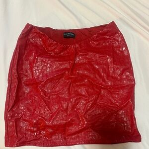 Naked Wardrobe Red Croc-Embossed Mini Skirt